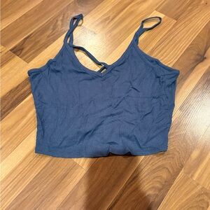 Stylish Blue Ribbed Crop Top